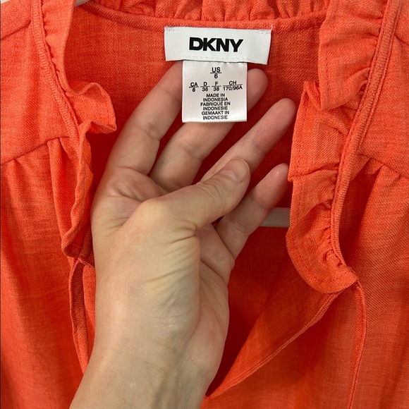 New DKNY Coral Flutter Sleeve Shift Dress Sz 6 - Picture 2 of 10